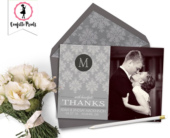 Wedding Thank You Cards | Wedding Thank You Card | Wedding Announcement | Personalized Wedding Card - MODERN LACE Printable Il_570xn