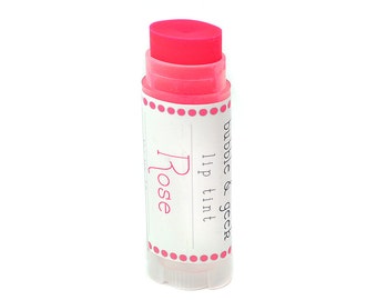 Tinted Lip Balm - "Rose" - Lip Tint in pink - Strawberry Cheesecake flavor