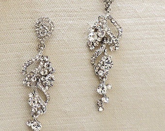 Bridal chandelier earrings, wedding jewelry, rhinestone chandelier earrings, gold bridal jewelry, Crystal earrings wedding earrings