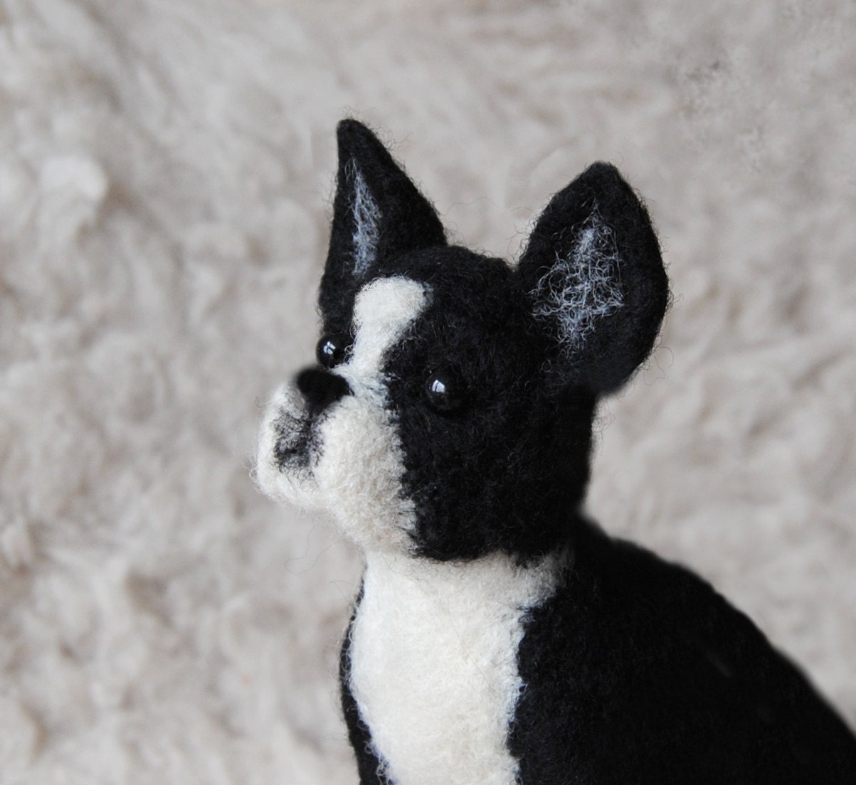 Needle Felted Boston Terrier Custom Made Pet Portrait Needle