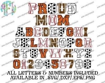 Sports Letters & Numbers - Baseball, Softball, Basketball, Soccer, Football, SVG, DXF, EPS, Digital Cut Files, Vinyl, Silhouette, Cricut