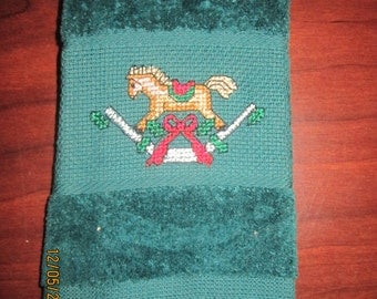 Rocking Horse Christmas Fingertip Towel