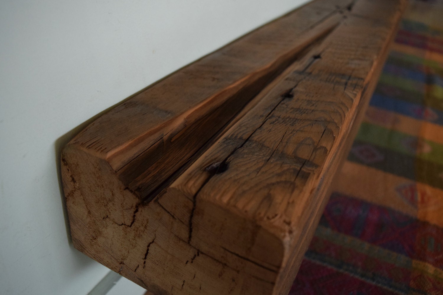 Reclaimed Barn Beam Wood Fireplace Mantel Shelf 62 x