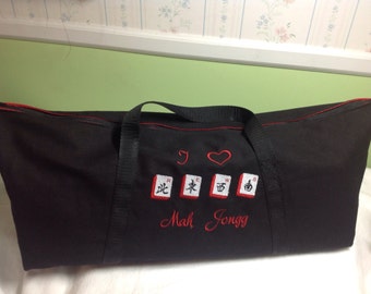 Zippered Mah Jongg Game Tote Bag - plain or embroidered with Mah Jongg tiles &/or name