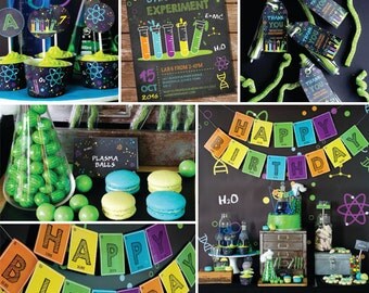 Science Experiment Party Printable Set - Science Party - Instant Download and Editable File - Personalize at home with Adobe Reader