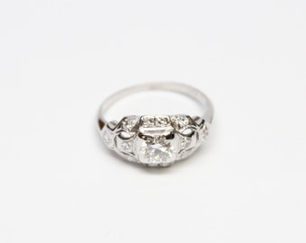 Art Deco 14k White Gold Amethyst Filigree Ring by BlodgettandSon