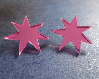 Jem Cosplay Shiny Pink Star Stud Post Earrings