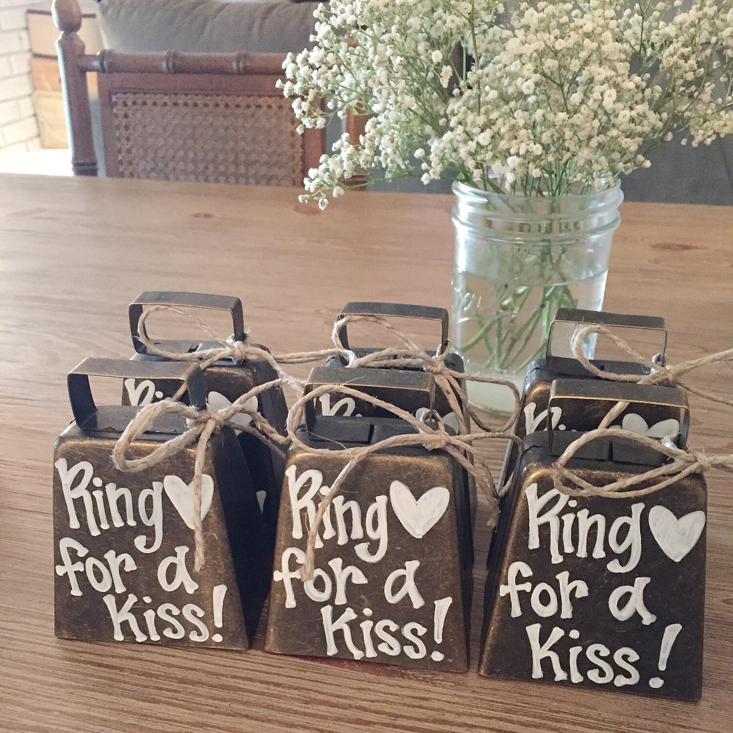 Bronze Kissing Bell Ring For A Kiss Wedding Decor