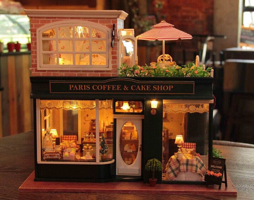 Dollhouse Miniature Cafe Furniture DIY Kit Paris Cafe