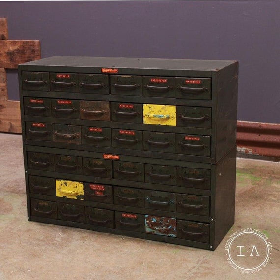 Vintage Equipto Steel 36 Drawers Modular Tool Box