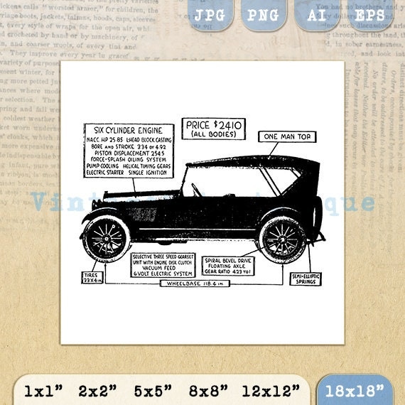 Antique Car Diagram Printable Graphic Image by VintageRetroAntique
