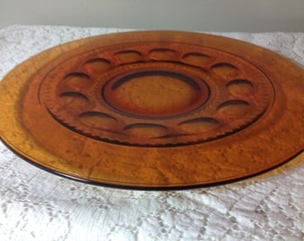 Vintage Glass Platter Amber Glass Serving Platter