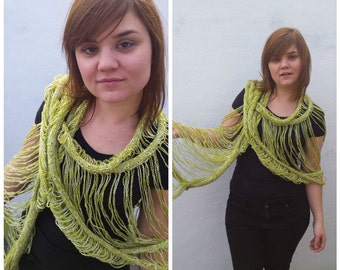 Green knit scarf, green knit scarf, green scarf, hand knitted scarf, knit green scarf, knitted green scarf, knit cowl,knit summer scarf