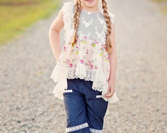 Buy 2 Get 1 Free Buttercup High Low Stretch Knit Girls Flutter Top or Dress PDF Sewing Pattern