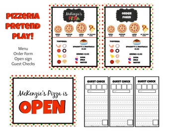 Items similar to Personalized and Printable INSTANT Download Dramatic / PRETEND Play Pizzeria ...