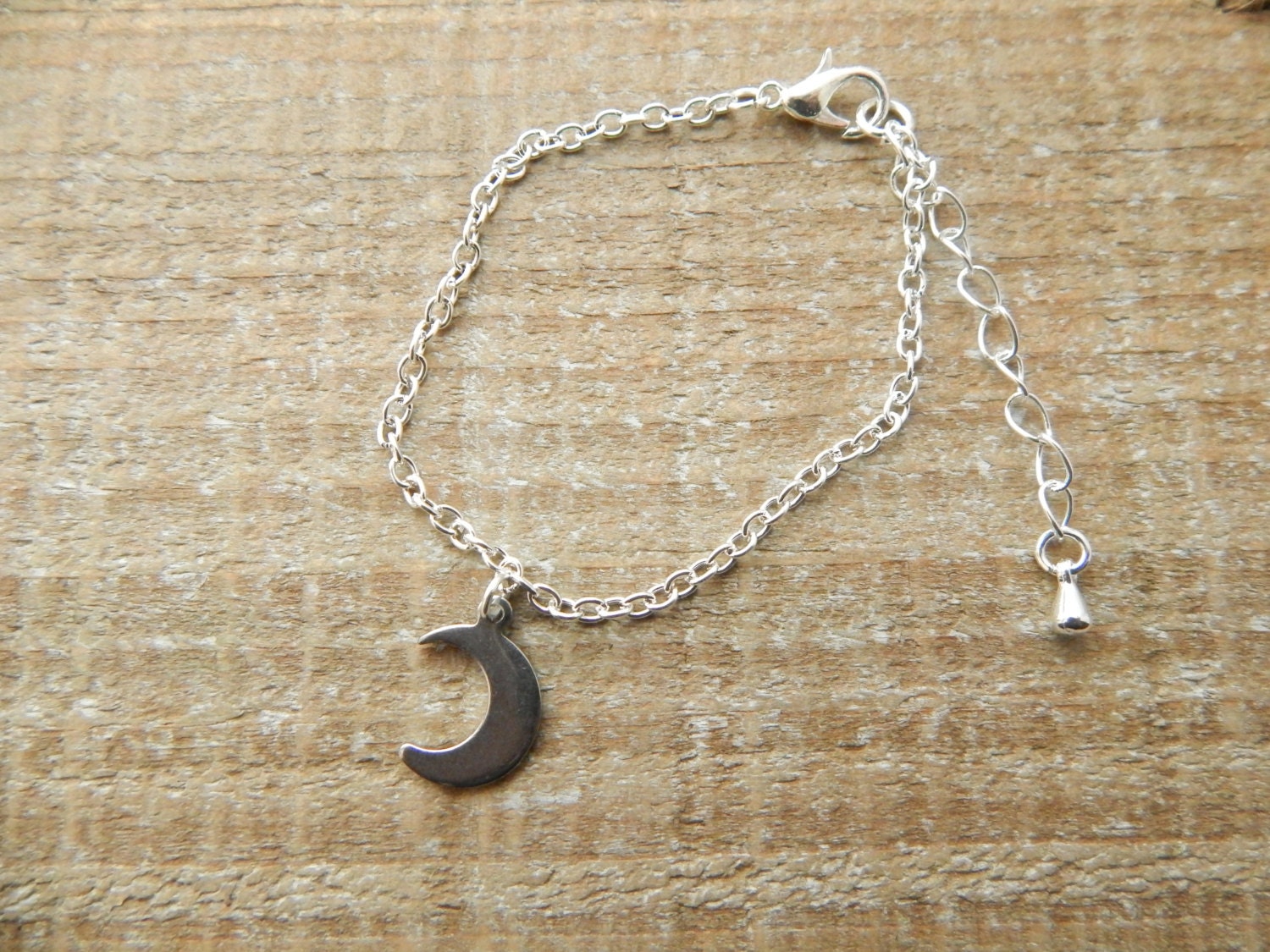Silver Moon Bracelet Moon Charm Bracelet Silver Moon Charm