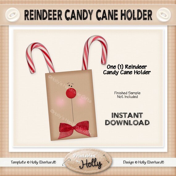 Reindeer Candy Cane Holder Christmas by HollysHandmadeGifts