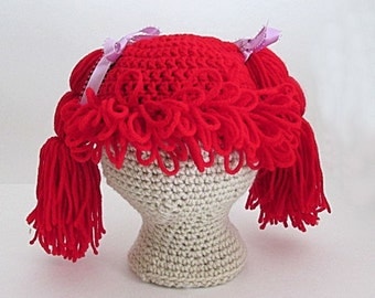 Cabbage Patch Wig Hat, Fun Character Hat, Crochet photo prop,