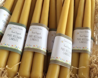 Hand dipped beeswax candles.