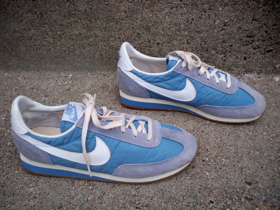 Vintage '83 Nike Swoosh Blue Leather Womens Trainers by Tyjahn