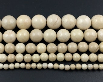 natural ivory white fossil jasper beads, stone beads round loose gemstone beads for jewelry making 4mm 6mm 8mm 10mm 12mm 14mm A