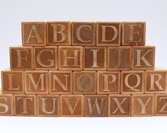 Laser Engraved Wooden Alphabet Block Set