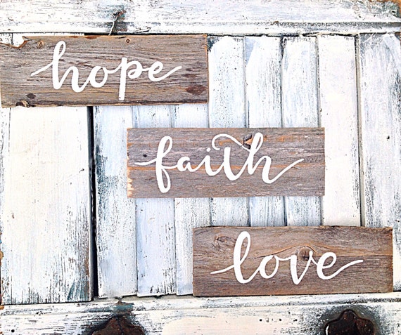 Faith hope and love inspirational wall art-painted on
