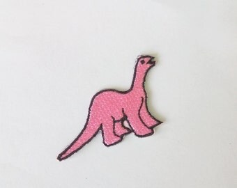Tiny Pink Dinosaur Iron on Patch Badge (1 7/8" x 1 1/4")