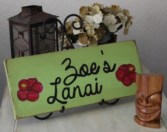 hawaii personalized lanai wooden sign, hibisicus sign, wall decor, hawaii decor, hawaii sign, hawaii gift, lanai decor, hawaii outdoor sign