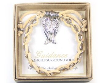 Angel Bracelet- Guardian Angel Bracelet, Silver Angel Wings Bracelet, Inspirational Bracelet, Christmas Gift, Gift Woman