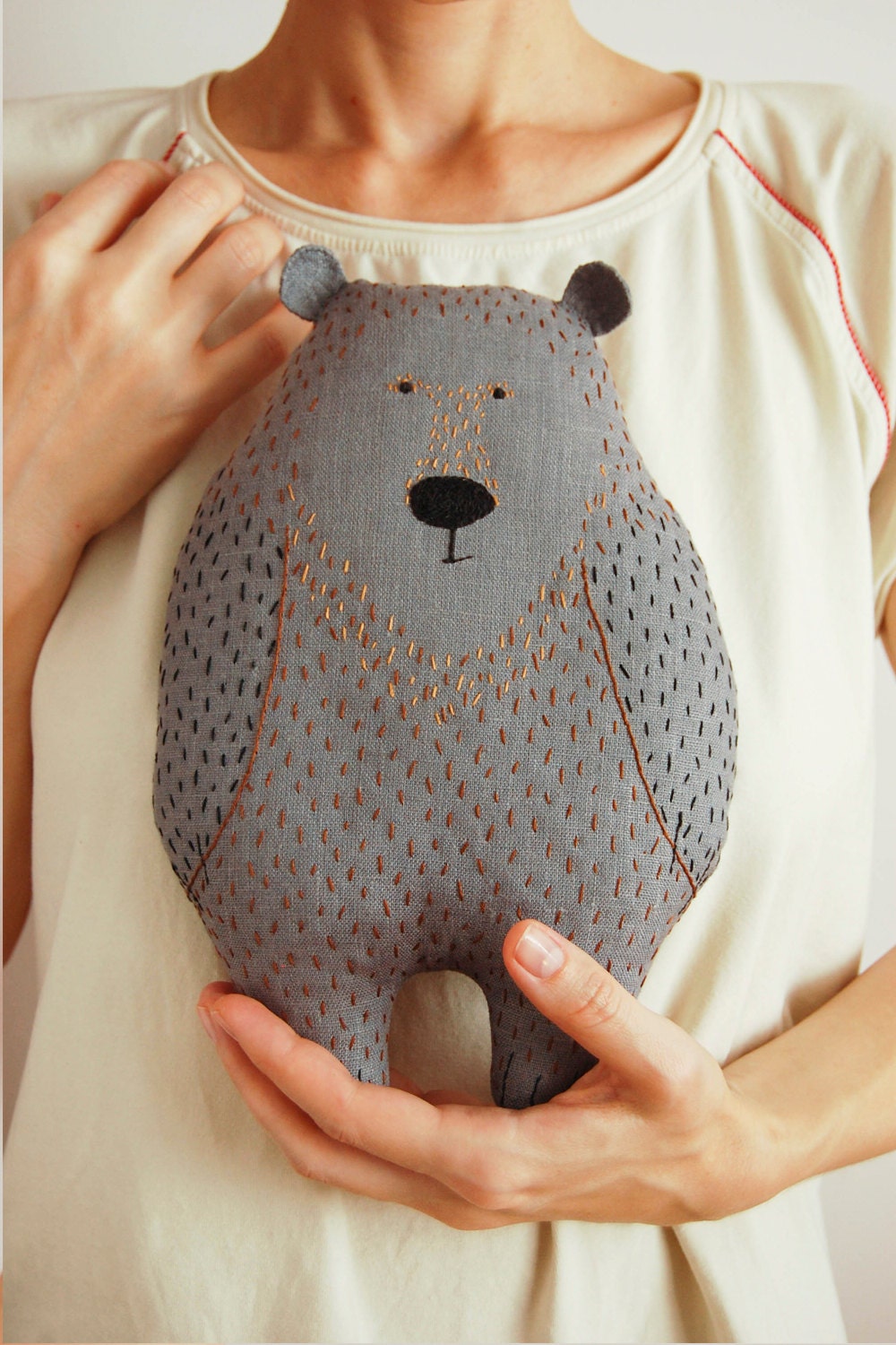 grey bear pillow