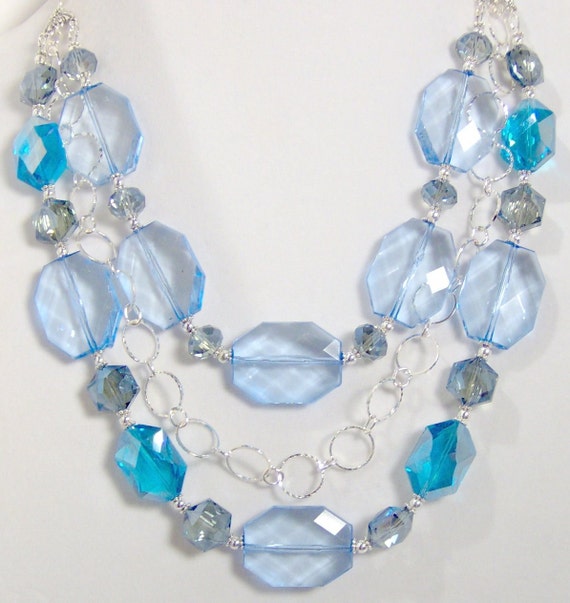 Chunky Faceted Glass Crystal Statement by Louisefashionjewelry