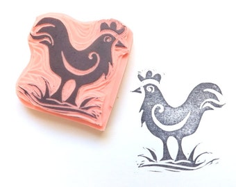 Unique chicken rubber stamp related items | Etsy