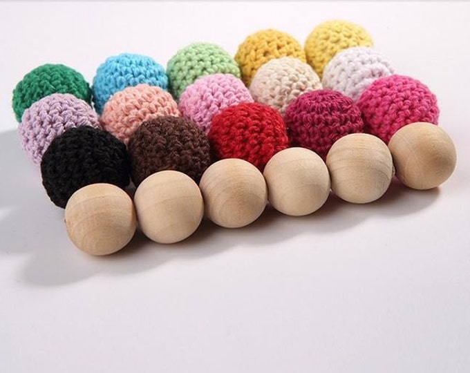 Crochet Beads Wholesale Bulk Mixing Ball 50pc/lot 20mm Round Lot of Colors, Wooden Covered Ball Knitting Set for You, Sister, Mother Gift