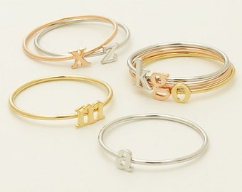 Stackable Initial Rings / initial name ring. lower case, small letter, personalized ring, letter ring, alphabet ring / R030