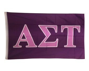 Alpha Sigma Tau Dark Purple/Light Purple Letter Sorority Flag 3' x 5'