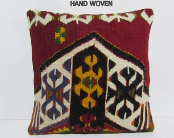 kilim pillow dynamic 18x18 floor pillow embroidered pillow case retro throw pillow vintage pillow cover body pillow cover colourful rug C403