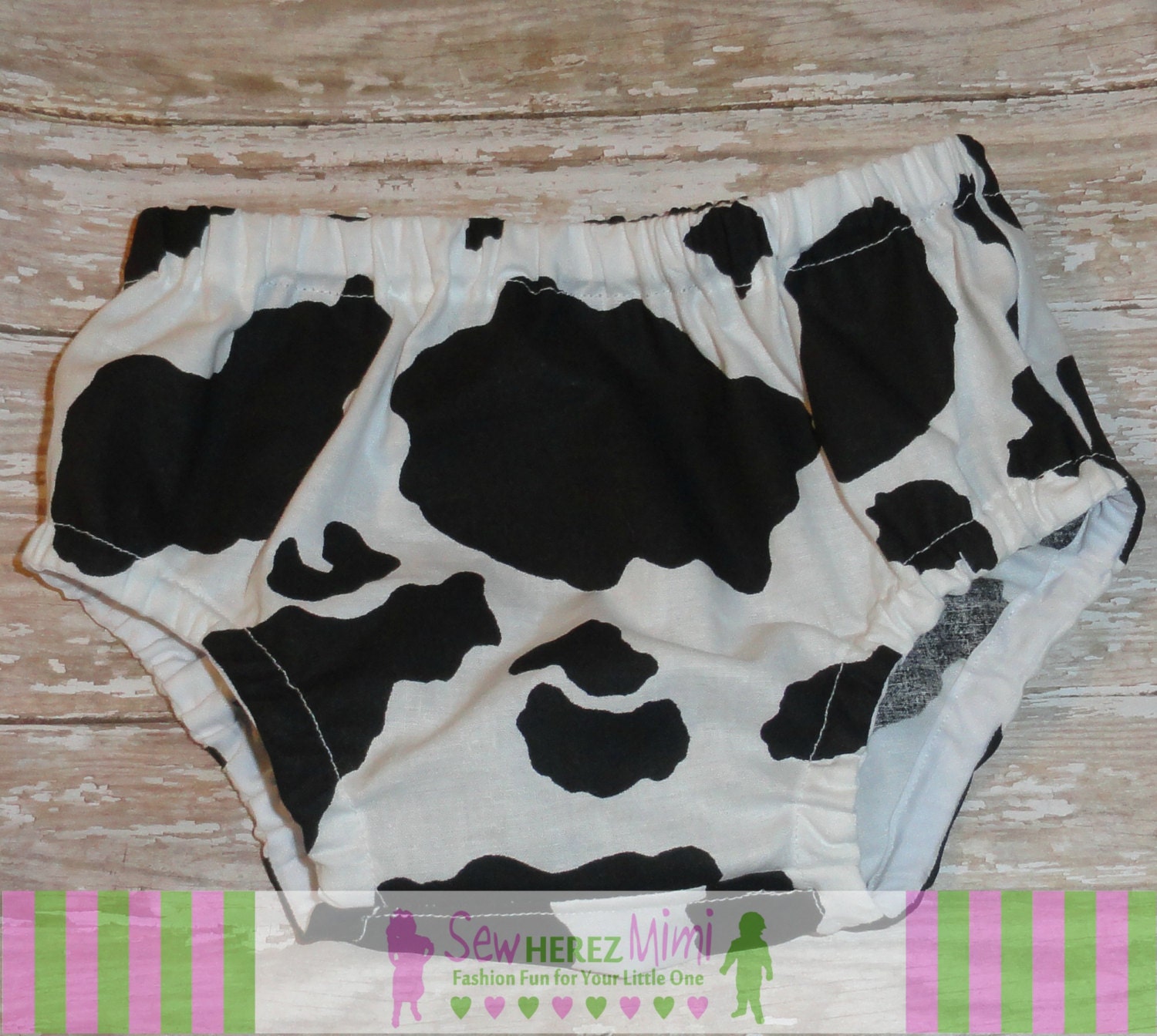 Cow Print FARM Black White Diaper Cover in Sizes Newborn 0-3