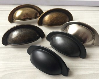 2 3/4" Bin Cup Drawer Pull Handles Dresser Pulls Antique Brass Black Bronze Steel Nickel Retro Decorative Furniture Cabinet Pull 2.75" 70 mm
