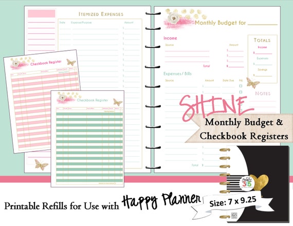 Happy Planner Monthly Budget and Checkbook by myunclutteredlife