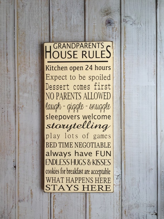Grandparents House Rules. Hand Painted Typography Sign
