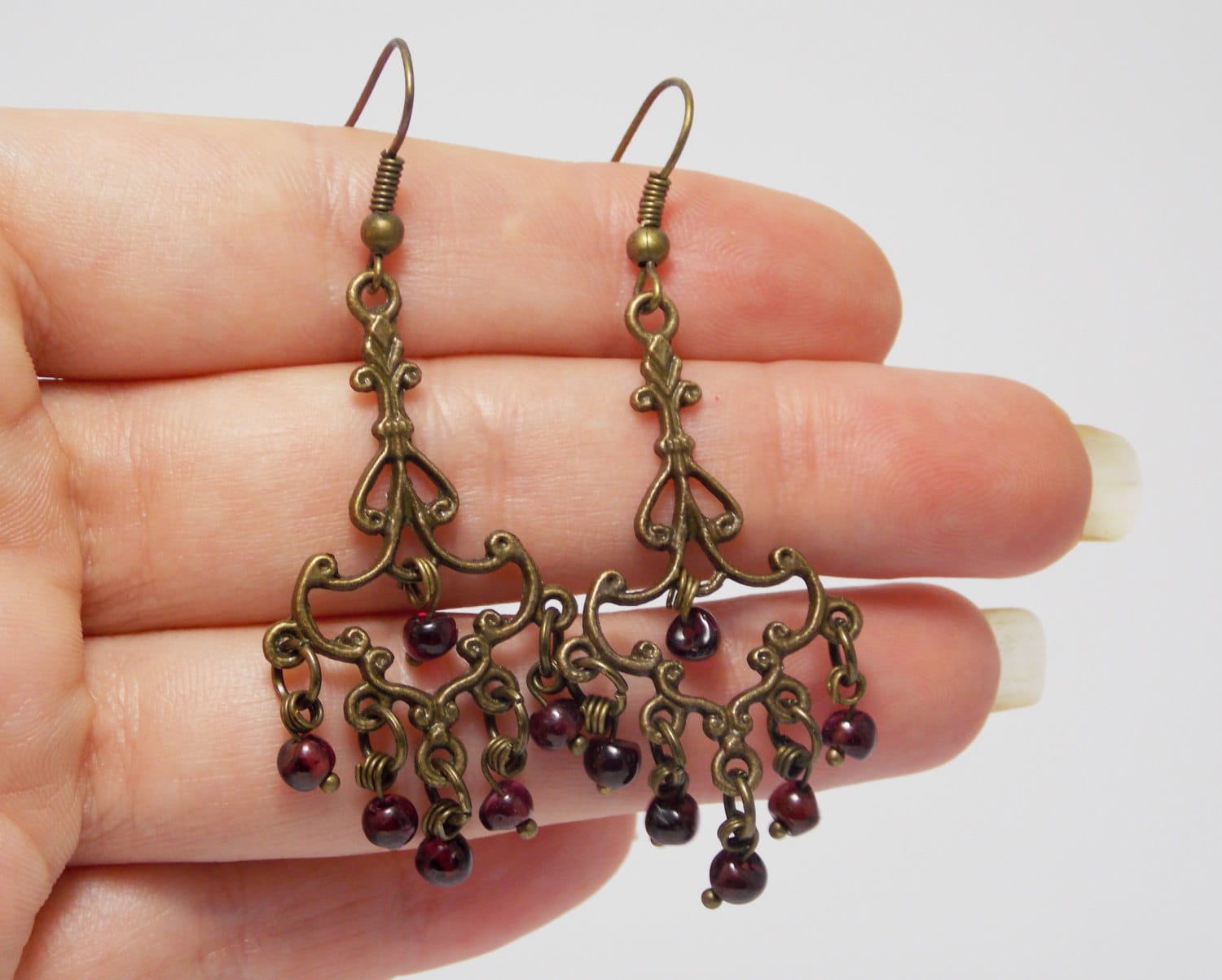 Victorian Chandelier earrings bronze by UkrainianBeadJewelry