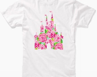 Disney Lilly Pulitzer Inspired Castle Shirt, Disney Fan Shirt, Disney World Shirt, Disney Shirt, Lilly Pulitzer Shirt