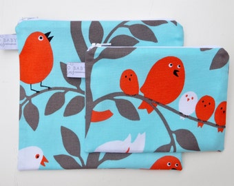 Eco Friendly Reusable Snack Bag Set - Small Zipper Snack Bag - Large Zipper Snack Sandwich Bag - Tweetie Pie Aqua