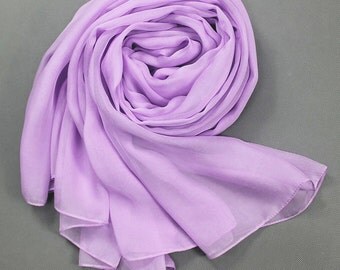 Violet Chiffon Scarf - Light Purple Puff Chiffon Scarf - 30D60