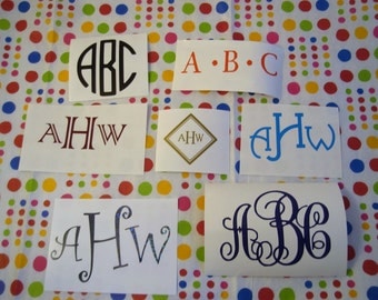 Monogram Decal 3x3 inch ** Customized Vinyl Monogram Decal