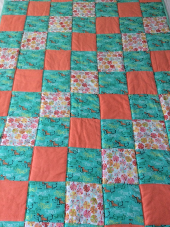 Dachshund flannel quilt dog blanket baby quilt flannel