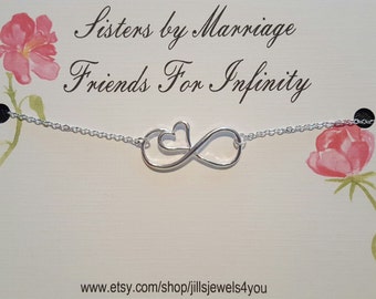 Sister in Law Gift- Sister to be Gift- Bridal Party Necklace- Wedding Jewelry - Sister Necklace - Bridal Gift - Infinity Heart Necklace