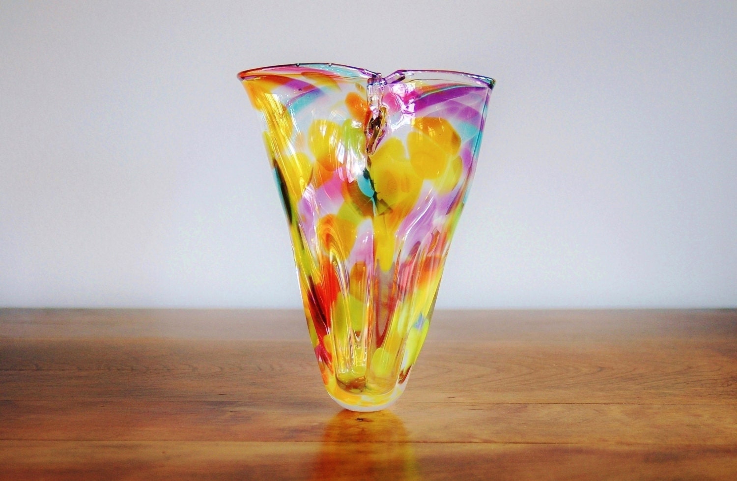 Colored Glass Vase In A Living Room