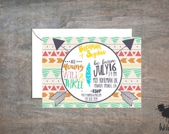 Young, Wild & Three Invitation (25 Invitations)